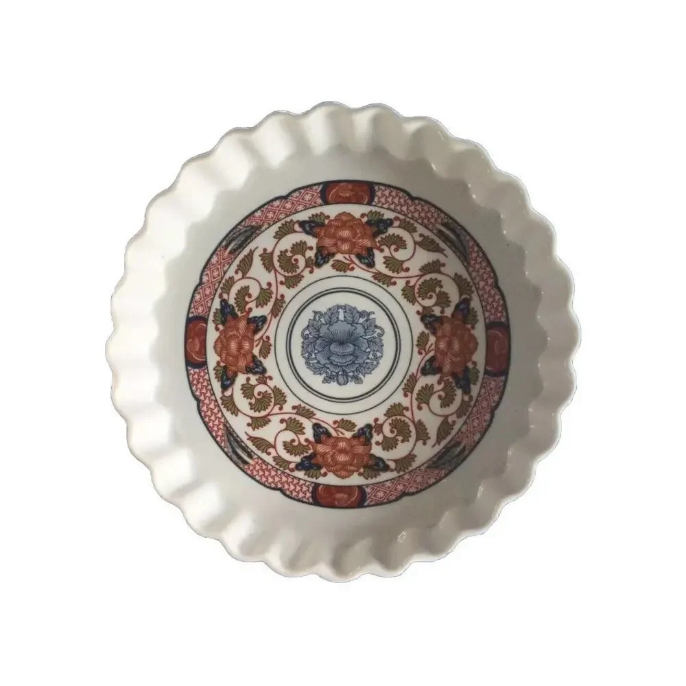 New Vintage George Briard’s PEONY PATTERN OVENWARE Tart Pan 10” Fluted Signed